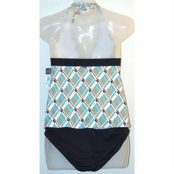 Anne Cole Tankini Swimsuit Blue & Black - Picture 3 of 5